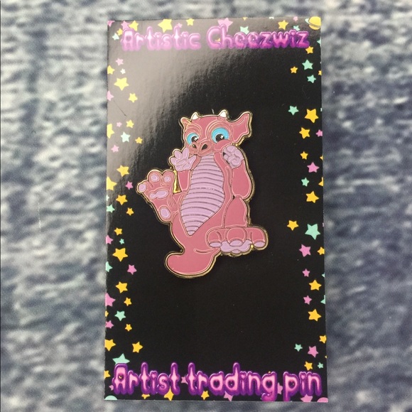 Dark pink baby dragon soft enamel pin 1.5” - Picture 1 of 3